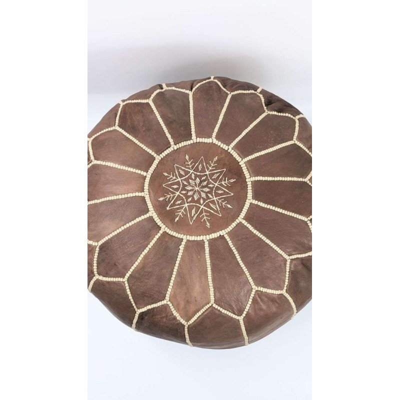 Läder Sittpuff Brun -Stor