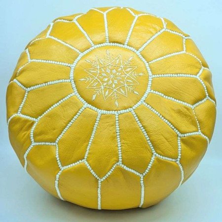 Sittpuff - Marockansk Läderpuff Gulvit Sittpuff - Marockansk Läderpuff Gulvit