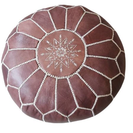 Sittpuff - Marockansk Läderpuff Brun-vit Sittpuff - Marockansk Läderpuff Brun-vit