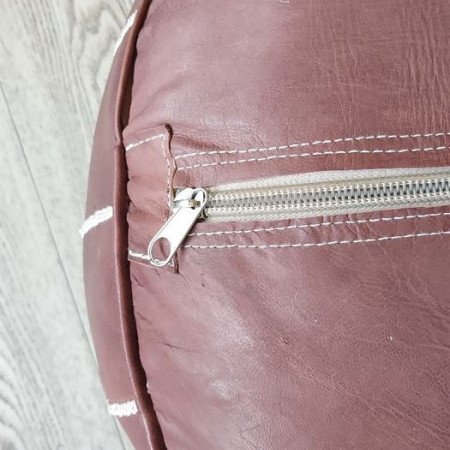 Sittpuff - Marockansk Läderpuff Brun-vit Sittpuff - Marockansk Läderpuff Brun-vit