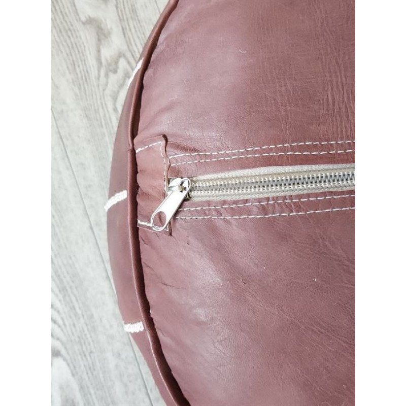 Sittpuff - Marockansk Läderpuff Brun-vit