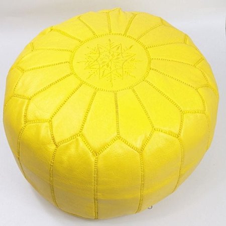 Sittpuff - Marockansk Läderpuff Gul  Sittpuff - Marockansk Läderpuff Gul