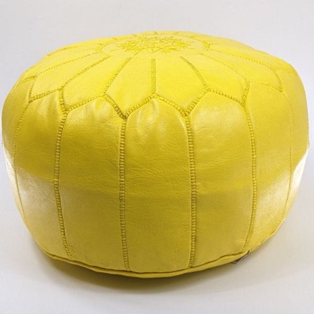 Sittpuff - Marockansk Läderpuff Gul  Sittpuff - Marockansk Läderpuff Gul