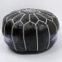 Sittpuff - Marockansk Läderpuff Svartvit Sittpuff - Marockansk Läderpuff Svartvit