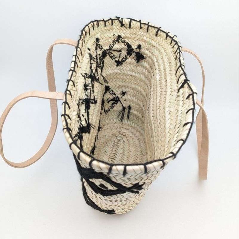 Strandväska -Svart brodyr